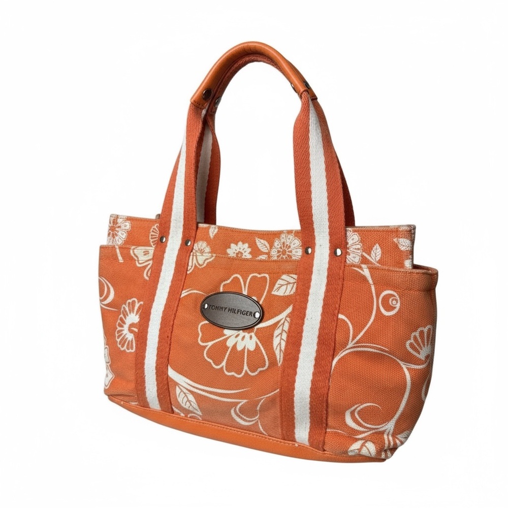 Tommy Hilfiger Orange Floral Canvas Tote